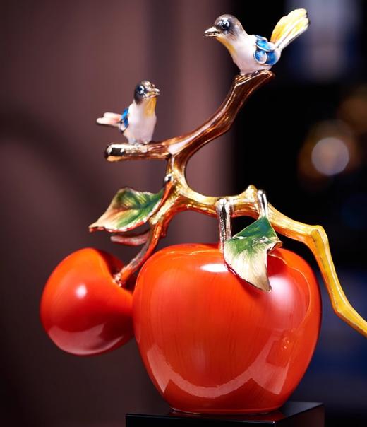 【彼达思】平安喜乐苹果摆件珐琅彩电视柜玄关装饰品结婚乔迁新居搬家礼物 商品图1