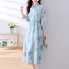 小清新文艺国风轻薄宽松显瘦盘扣气质蓝色连衣裙AHM-blty8713 商品缩略图3