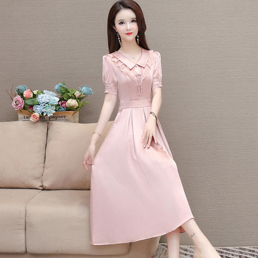 时尚短袖A字裙，中长款口袋百褶裙QYM-LRX-KM2462C-Y 商品图1