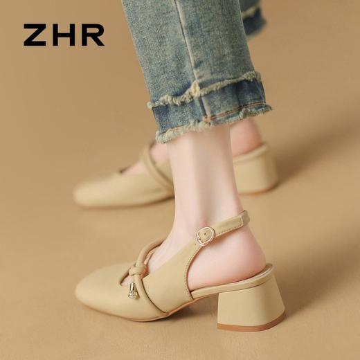 ZHR则则法式复古包头凉鞋气质百搭粗跟单凉鞋2024新款时尚女单鞋 商品图9