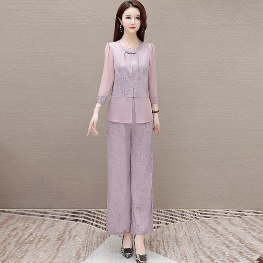 中式国风盘扣印花小衫，阔腿裤两件套休闲套装QYM-JJ-6628176-Y 商品图0