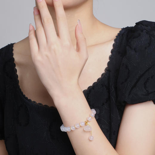 周大生S925银白茶清欢手链莲花玉髓手串清凉盛夏 商品图2
