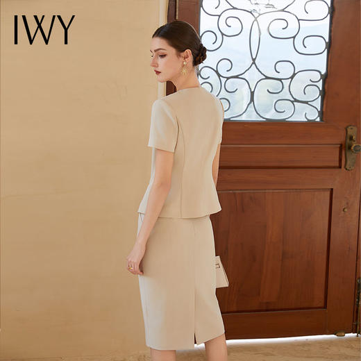 IWY/卡其色西装半裙职业女裙套装西装裙短袖夏新款美容院工装CS1999 商品图3