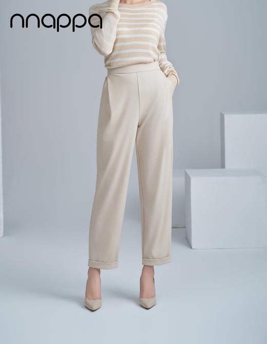 锦纶冰凉斜纹时尚翻边直筒裤PA37355 商品图0