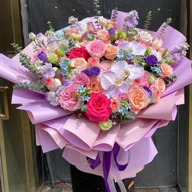 【紫气东来】紫色系高端大气花束，时尚海派超级超级大花束