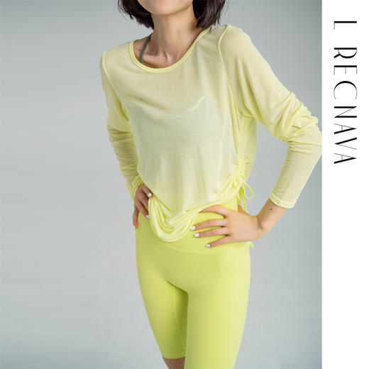 【莱赛尔天丝】侧抽绳圆领长袖上衣 背部镂空 排汗清爽防晒罩衫 商品图4