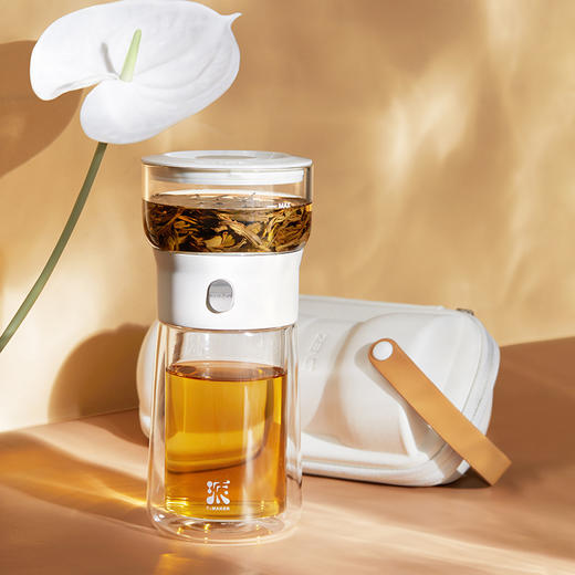 哲品丨派杯 派.T-MAKER 玻璃版 茶水分离 泡茶杯 玻璃杯 白色/黑色套装 270ml 商品图1