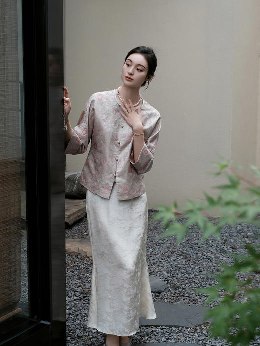 盛唐婧 |真丝花罗粉颜如梦对襟外套 商品图9