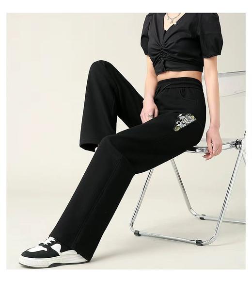 6.22断码清→2432松紧腰国风刺绣直筒裤-喜出 商品图1