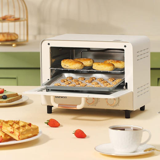 大宇（DAEWOO）迷你10L电烤箱蛋糕面包烘焙家用多功能台式电烤箱DY-KX01 DY-KX01  10L 商品图0