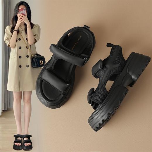 ZHR则则厚底凉鞋女2024夏季新款网洞外穿增高防滑魔术贴沙滩鞋女 商品图1