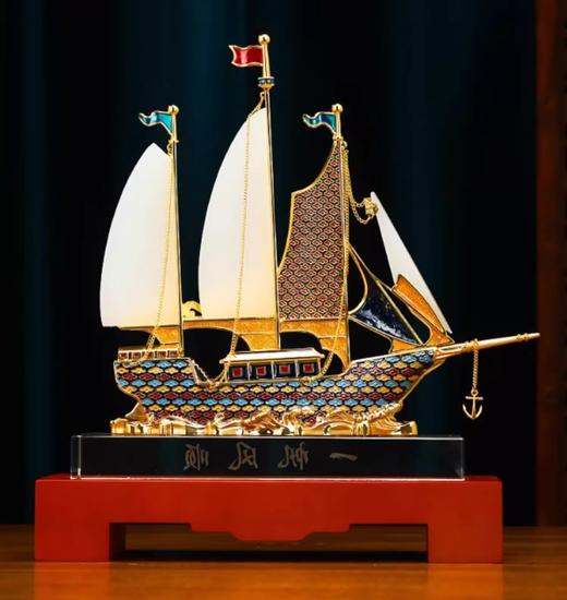 【彼达思】一帆风顺帆船摆件大号琉璃款招财客厅老板办公室桌面酒柜装饰高档开业礼物 商品图2