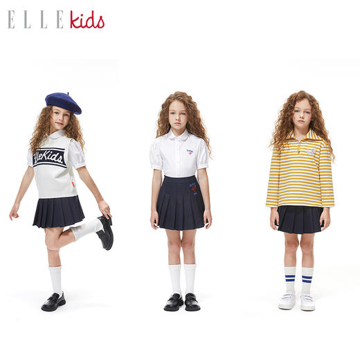 ELLEkids童装 学院风刺绣百褶半裙 商品图1