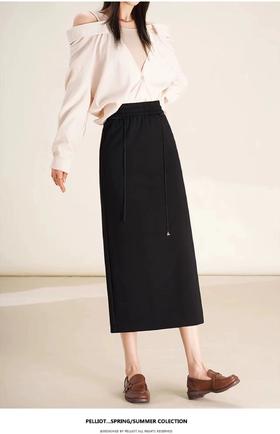 新品女裙~70120休闲高腰包臀中长显瘦直筒一步裙-喜出