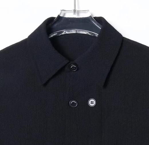 WZ70夏季新款双排纽扣男士衬衫时尚纯色休闲上衣复古宽松翻领短袖 商品图2