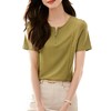 MZ-16876拉链圆领短袖女T恤夏季新款简约纯色显瘦百搭套头体恤上衣 商品缩略图4
