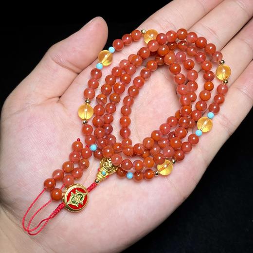 47017南红项链-冰红圆珠三通流苏	6mm 商品图0