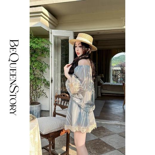 BeQueenStory【吉普赛恋人】精致蕾丝拼接宽松上衣&伞摆裙裤套装 商品图3