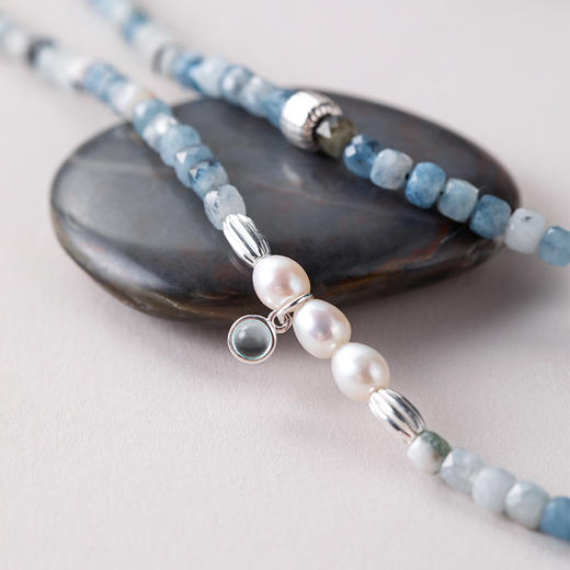 ELOANE GALLERY 落岸混彩蓝半宝石天然珍珠项链锁骨链丨【本商品不支持使用优惠券】 商品图5