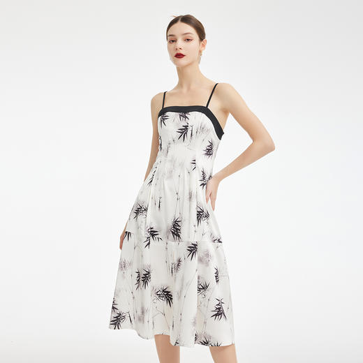 PF854斯尔丽2024新款国风系列薄纱箱型外套搭配吊带印花连衣裙两件套装 商品图2