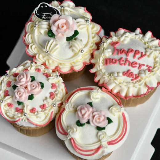 粉白复古杯子蛋糕(4枚装) 商品图0