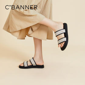 千百度休闲凉拖鞋女夏季厚底增高度假海边拖鞋A24301217