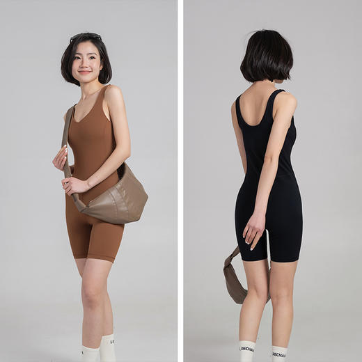 【裸感】自带胸垫 瑜伽 健身连体衣 四分长度，收腹提臀普拉提连体服 商品图0