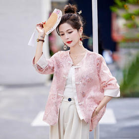 新中式国风刺绣撞色衬衫设计感洋气盘扣漂亮防晒衣