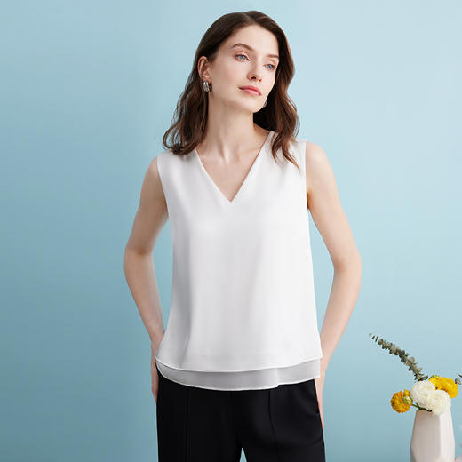 EITIE爱特爱夏季新款时尚气质舒适显瘦无袖小上衣7413103 商品图2