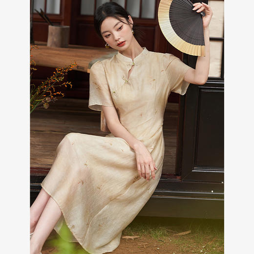 新中式国风肌理提花晕染连衣裙女夏季江南清冷风连衣裙V1741525 商品图2
