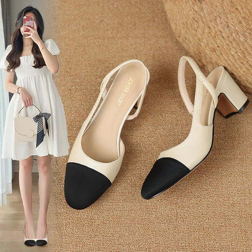 ZHR玛丽珍包头凉鞋女外穿小众性感法式小高跟凉鞋女2023新款夏季 商品图0