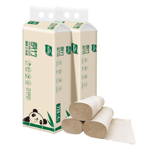 Hanky/亨奇原竹本色纸实芯压扁卷720g*3层*6提 商品图1