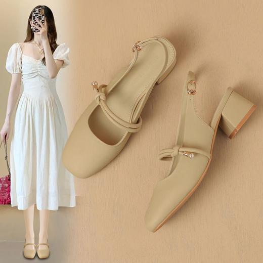 ZHR则则法式复古包头凉鞋气质百搭粗跟单凉鞋2024新款时尚女单鞋 商品图1