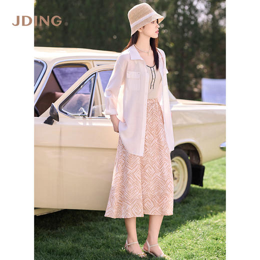 【商场同款】CJSJ509 “ 田园印花半裙 ” 深浅杏米配色的几何线条 现代动感 小A裙型 后腰松紧设计穿着舒适 商品图8