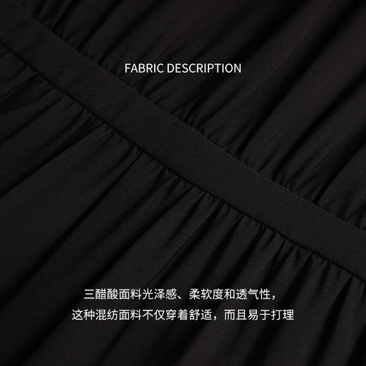 【商场同款】CJDJ517  “ 复古情怀小黑裙 ” 都市经典黑色收腰连衣裙 醋酸质地垂感 顺滑 吸湿透气 造型小灯笼袖，修饰大臂的线条 商品图2