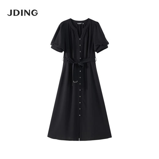 【商场同款】CJDJ517  “ 复古情怀小黑裙 ” 都市经典黑色收腰连衣裙 醋酸质地垂感 顺滑 吸湿透气 造型小灯笼袖，修饰大臂的线条 商品图4