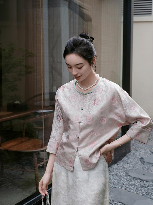 盛唐婧 |真丝花罗粉颜如梦对襟外套 商品图5