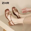 ZHR则则法式绕带夹趾粗跟凉鞋2024新款温柔中跟百搭高级外穿女鞋 商品缩略图9