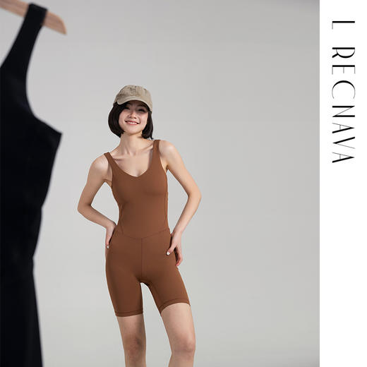 【裸感】自带胸垫 瑜伽 健身连体衣 四分长度，收腹提臀普拉提连体服 商品图4