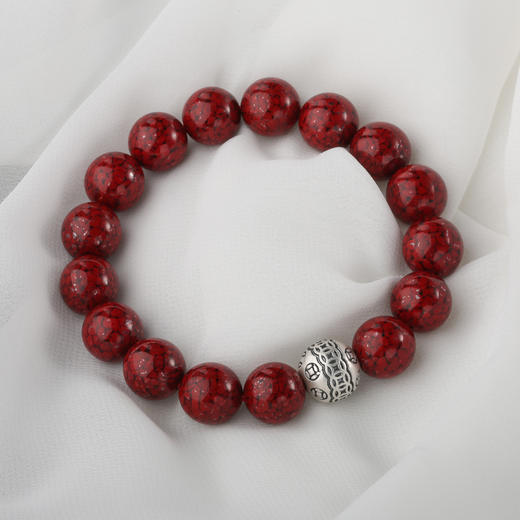 【宏艺珠宝】宝泉永富·足银晶体朱砂手串 商品图0