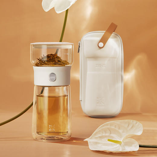 哲品丨派杯 派.T-MAKER 玻璃版 茶水分离 泡茶杯 玻璃杯 白色/黑色套装 270ml 商品图0