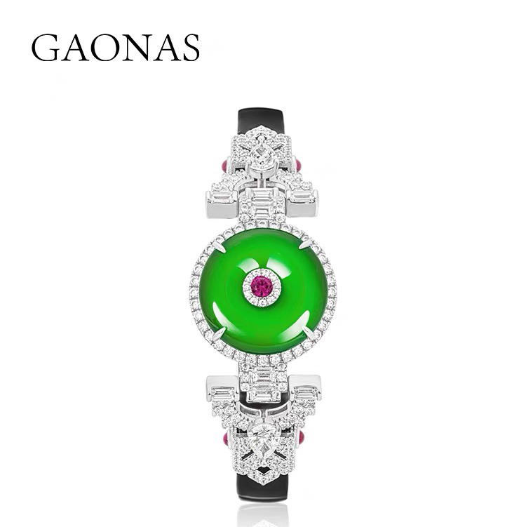 GAONAS 925银锆石手链 高纳仕 经典绿色平安扣腕带GS0340000