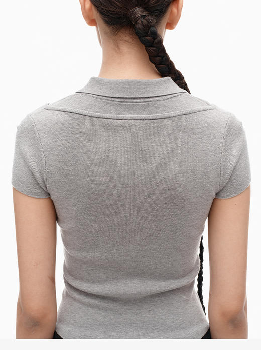 NUTH假两件polo领T恤修身显瘦针织短袖t恤女 商品图3