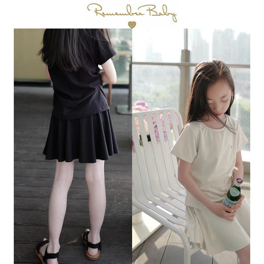 现货 / COZY | 莱卡面料制 凉感细腻磨毛短袖+裙裤套装 茶白 深黑 两色入 商品图0