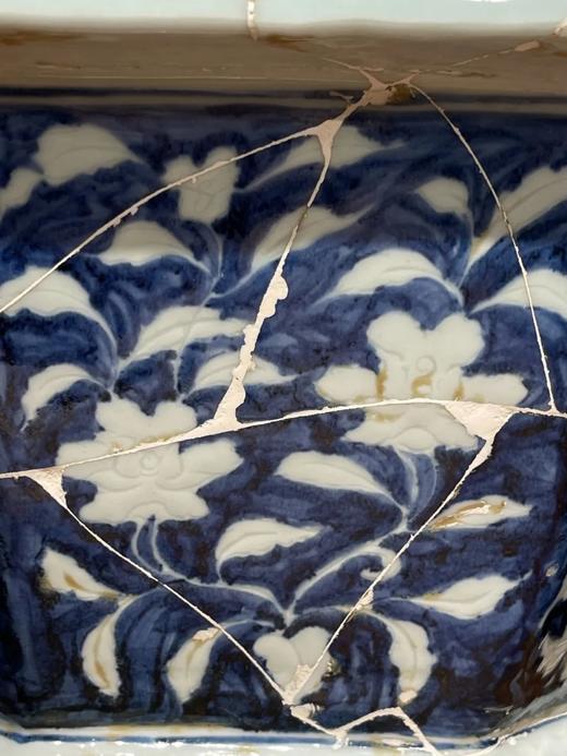 刷蓝地拔白刻花八方大盆，顺丰包邮 商品图10