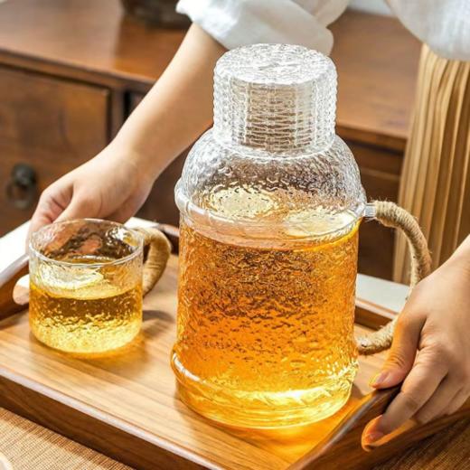 🍹【慕系MUXI复古麻绳冷水壶】🔺采用高硼硅耐热玻璃材质，纯手工制作🔥 🔺创意麻绳手衬托的水壶更加精致独特🌈 商品图0