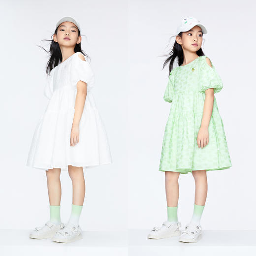 女童泡泡袖甜美连衣裙裙子BLUE新款安奈儿童装实体店同款AG423831 商品图3