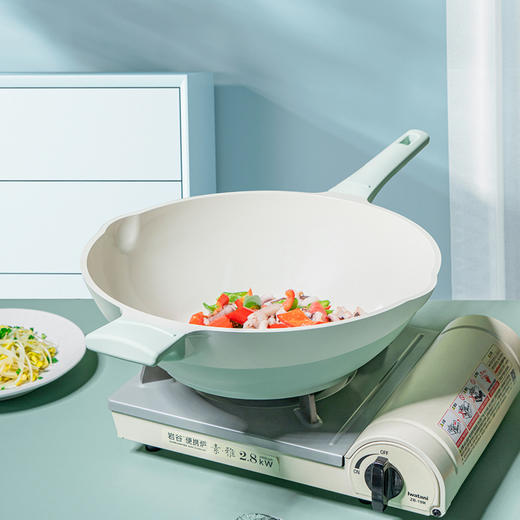 Debo德铂炒锅不粘锅无涂层炒菜锅有钛家用电磁炉燃气灶专用 卡姆洛 商品图3