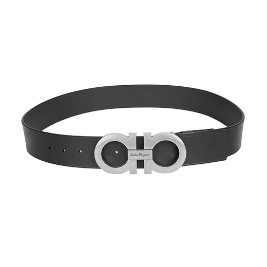 Salvatore Ferragamo 菲拉格慕 4.5cm宽做旧银扣黑色男士腰带 99181 商品图2