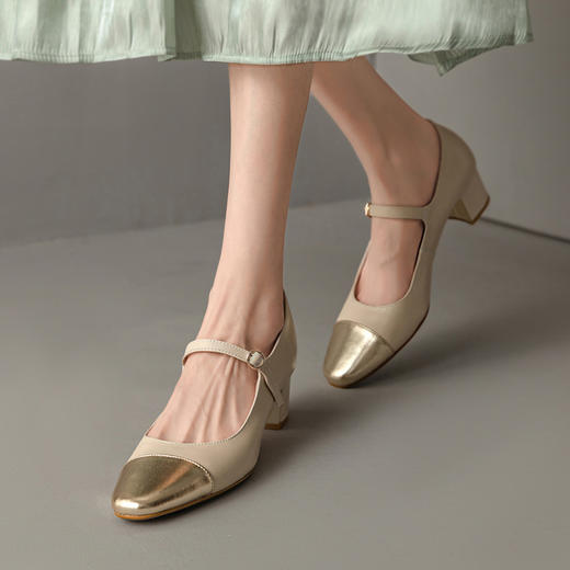 品质好货 | Safiya索菲娅2023新款二层羊皮粗跟复古玛丽珍鞋方头单鞋SF32115708 商品图1